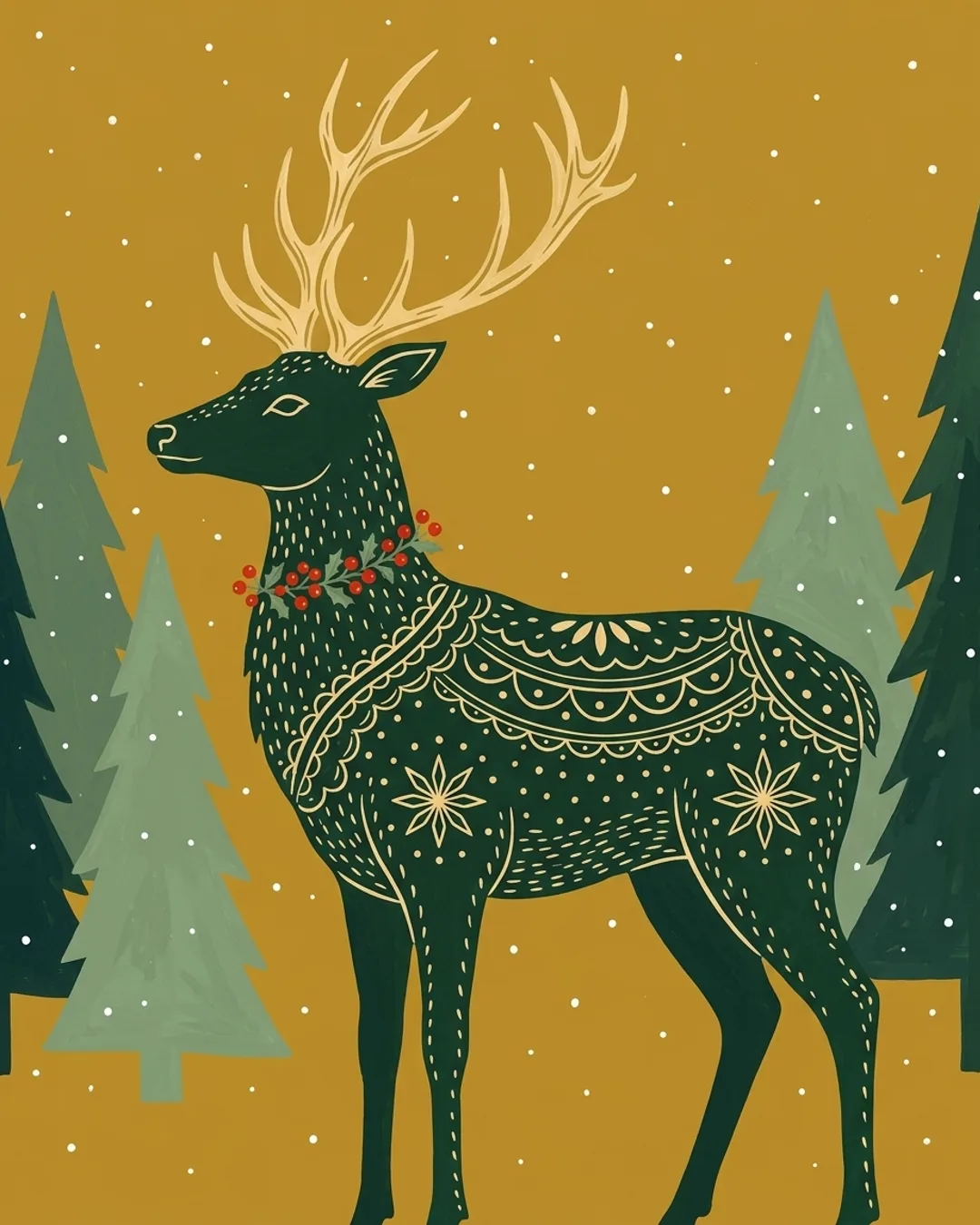 Folk Stag card design